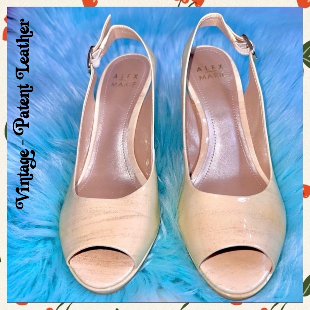 Alex Marie 90s Patent LEATHER Slingback Low Platform Heels Women’s 6